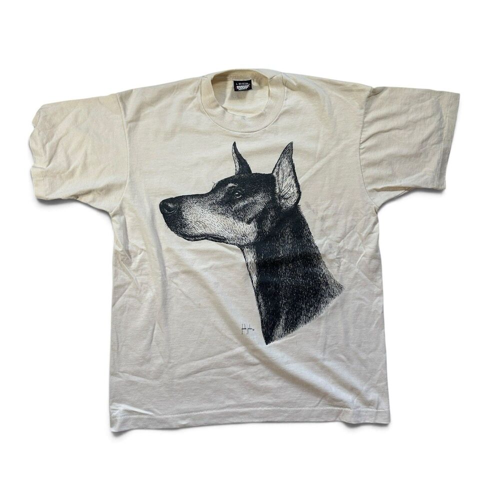 Vintage 1984 Glenda Parker Doberman Dog T Shirt Screen Stars Single-Stitch USA M